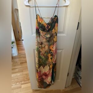 Urban Outfitters tie back midi florals slip